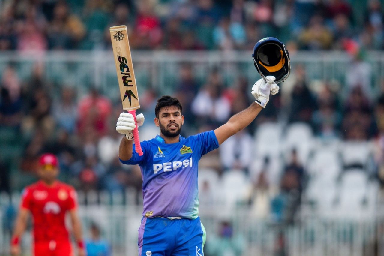 Usman Khan celebrates his hundred, Islamabad United vs Multan Sultans, PSL, Rawalpindi, March 10, 2024