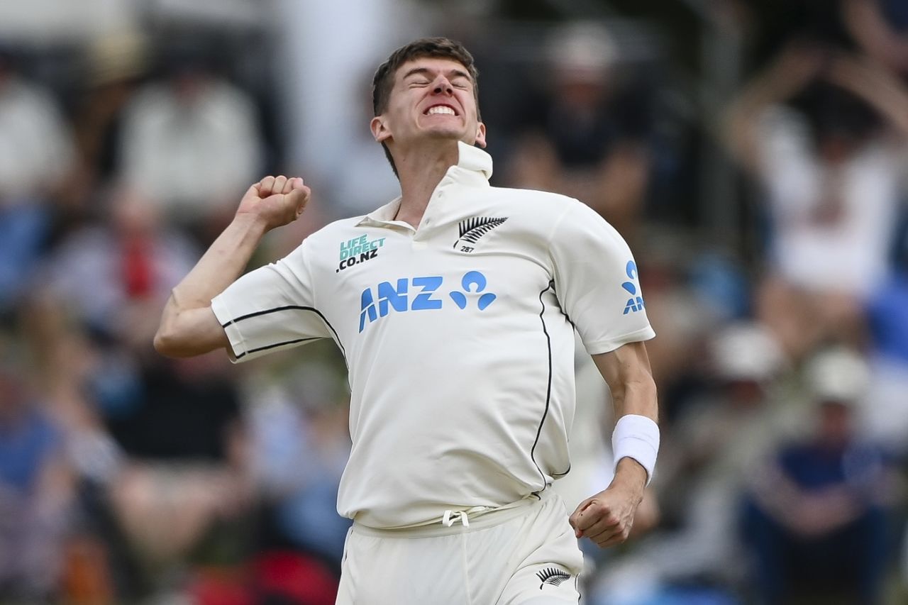 Ben Sears was elated to trap Mitchell Marsh lbw, New Zealand vs Australia, 2nd Test, 4th day, Christchurch, March 11, 2024