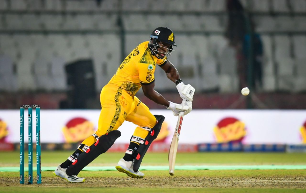 Rovman Powell gave Peshawar Zalmi a much-needed late lift with 30 off 18, Karachi Kings vs Peshawar Zalmi, PSL 2024, Karachi, March 11, 2024