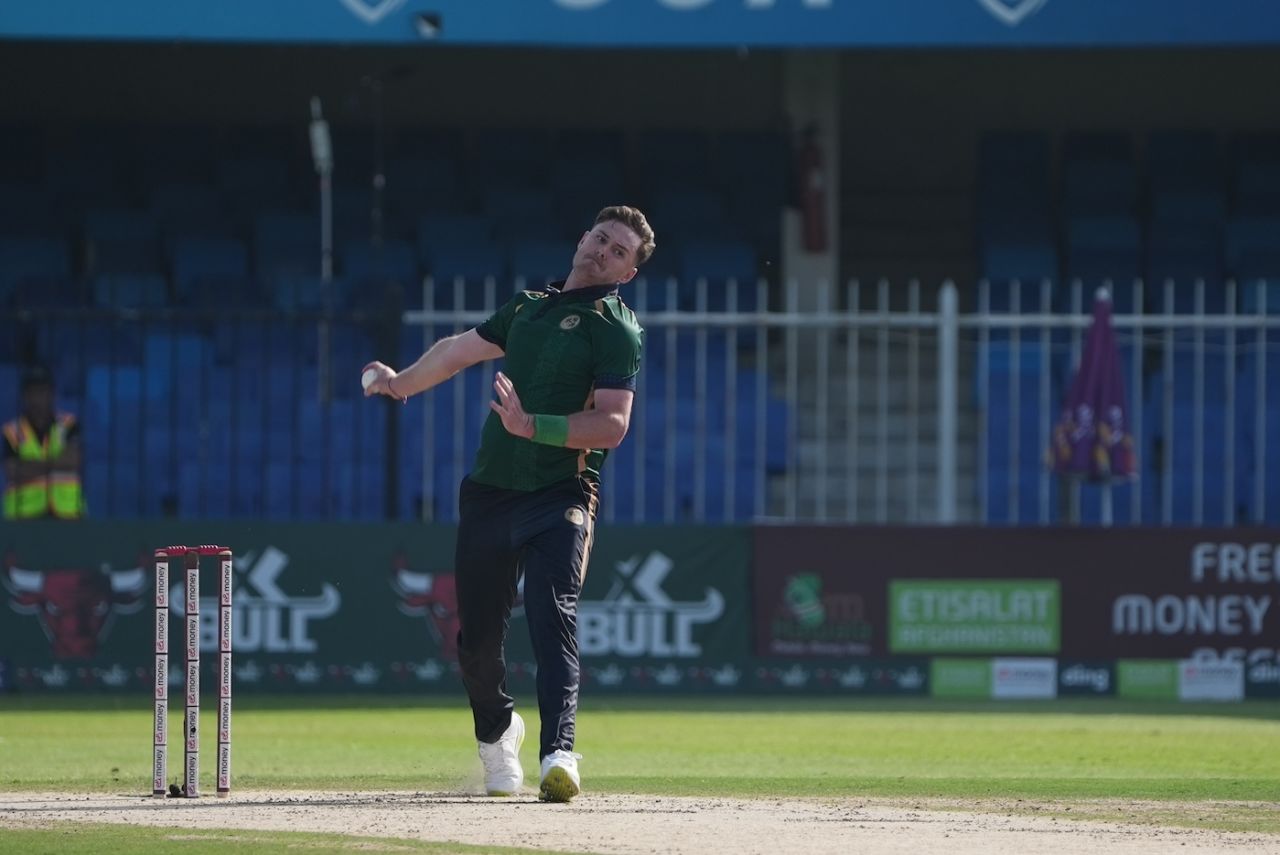 Mark Adair in delivery stride, Afghanistan vs Ireland, 3rd ODI, Sharjah, March 12, 2024