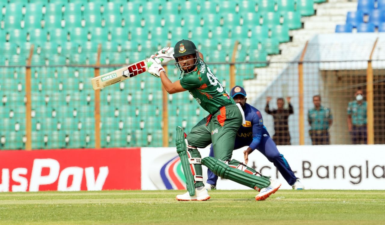 Najmul Hossain Shanto rode his luck en route to his 40, Bangladesh vs Sri Lanka, 2nd ODI, Chattogram, March 15, 2024