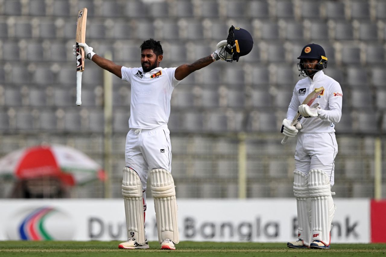 Kamindu Mendis scored his maiden Test century, Bangladesh vs Sri Lanka, 1st Test, day 1, Sylhet, March 22, 2024 