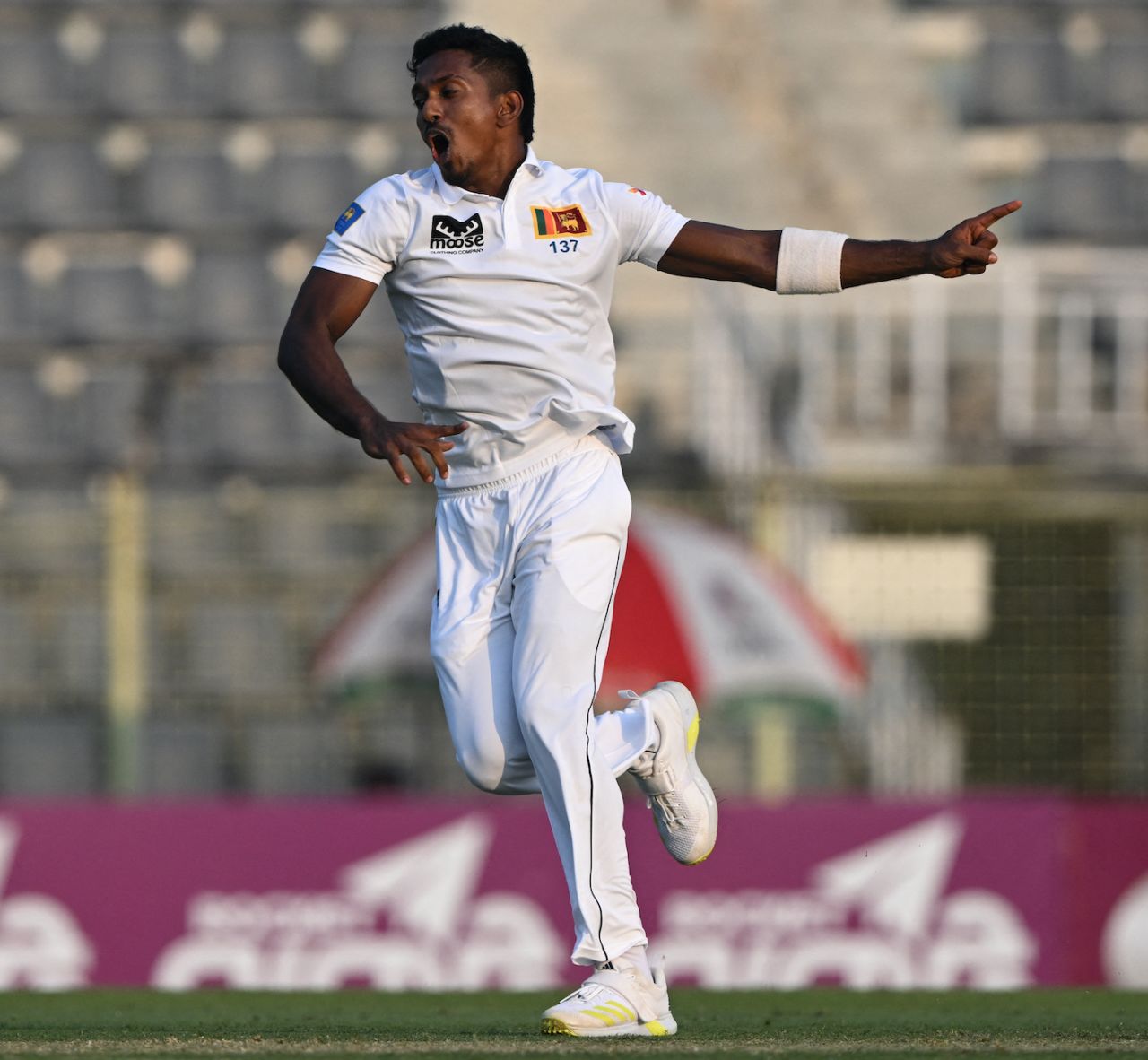Vishwa Fernando struck twice late in the day, Bangladesh vs Sri Lanka, 1st Test, day 1, Sylhet, March 22, 2024 