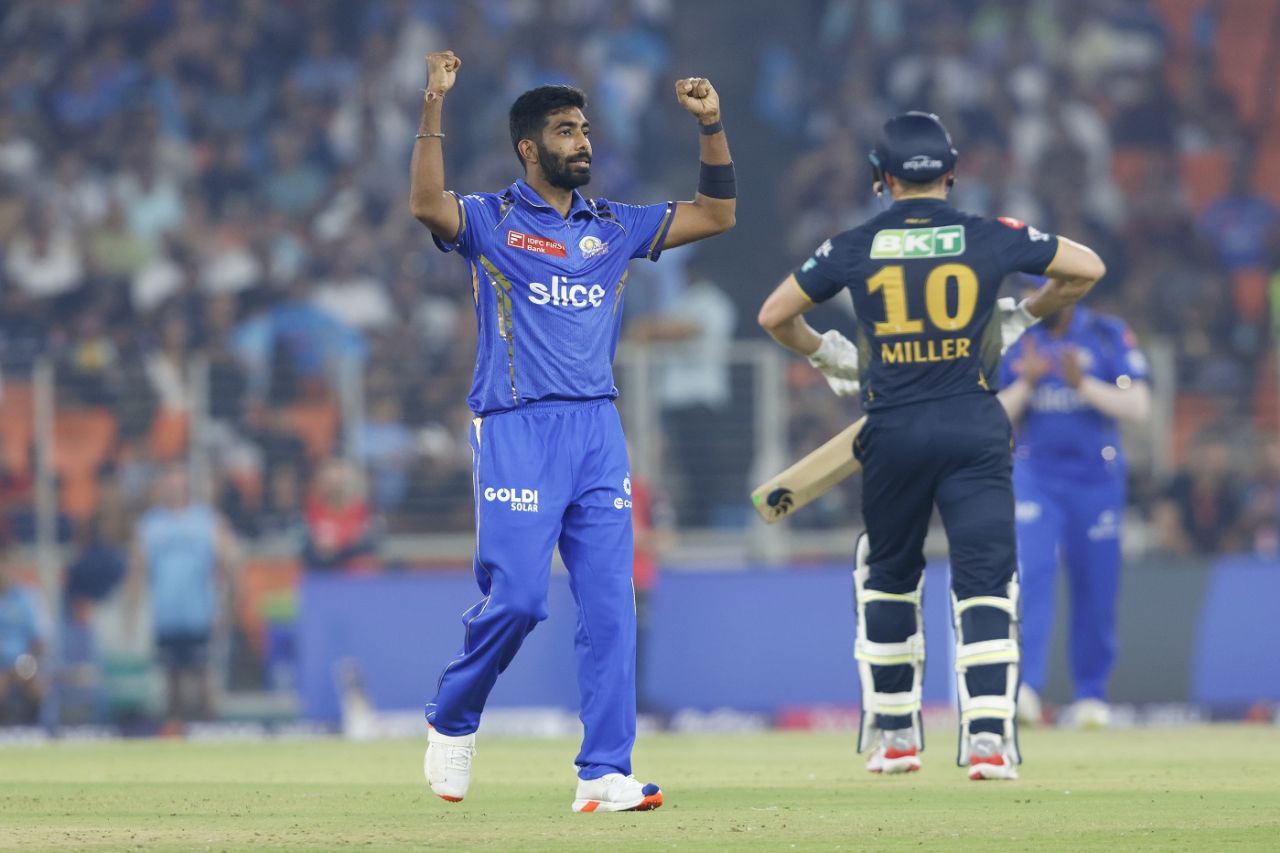 Jasprit Bumrah's double-wicket 17th over put the brakes on Gujarat Titans' scoring, Gujarat Titans vs Mumbai Indians, IPL 2024, Ahmedabad, March 24, 2024