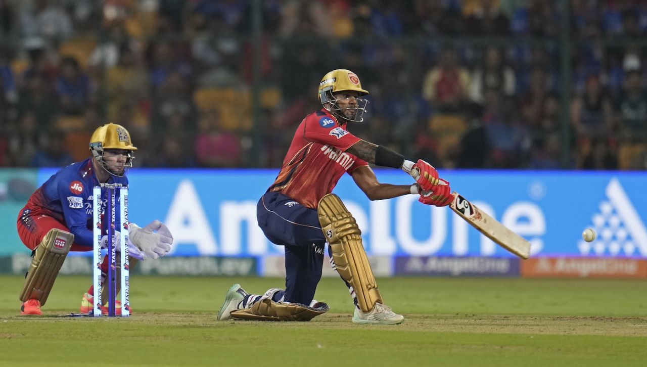 Shikhar Dhawan brought out his shots against the spinners, Royal Challengers Bengaluru vs Punjab Kings, IPL 2024, Bengaluru, March 25, 2024