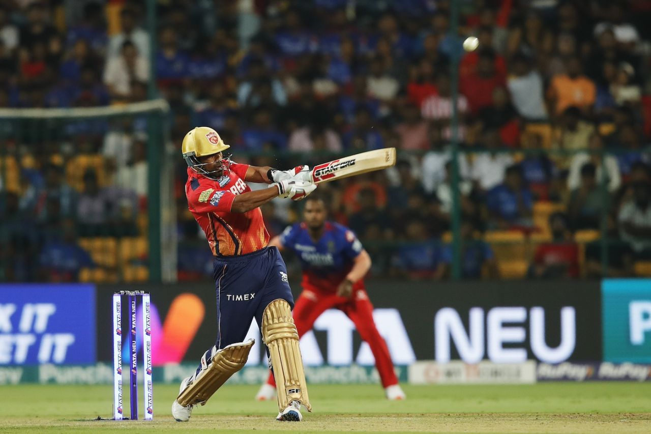 Shashank Singh hit two sixes and a four in his eight-ball innings, Royal Challengers Bengaluru vs Punjab Kings, IPL 2024, Bengaluru, March 25, 2024