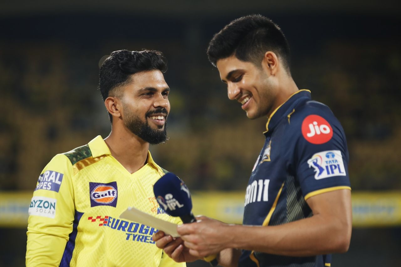 Ruturaj Gaikwad and Shubman Gill, the two new captains, at the toss, Chennai Super Kings vs Gujarat Titans, IPL 2024, Chennai, March 26, 2024