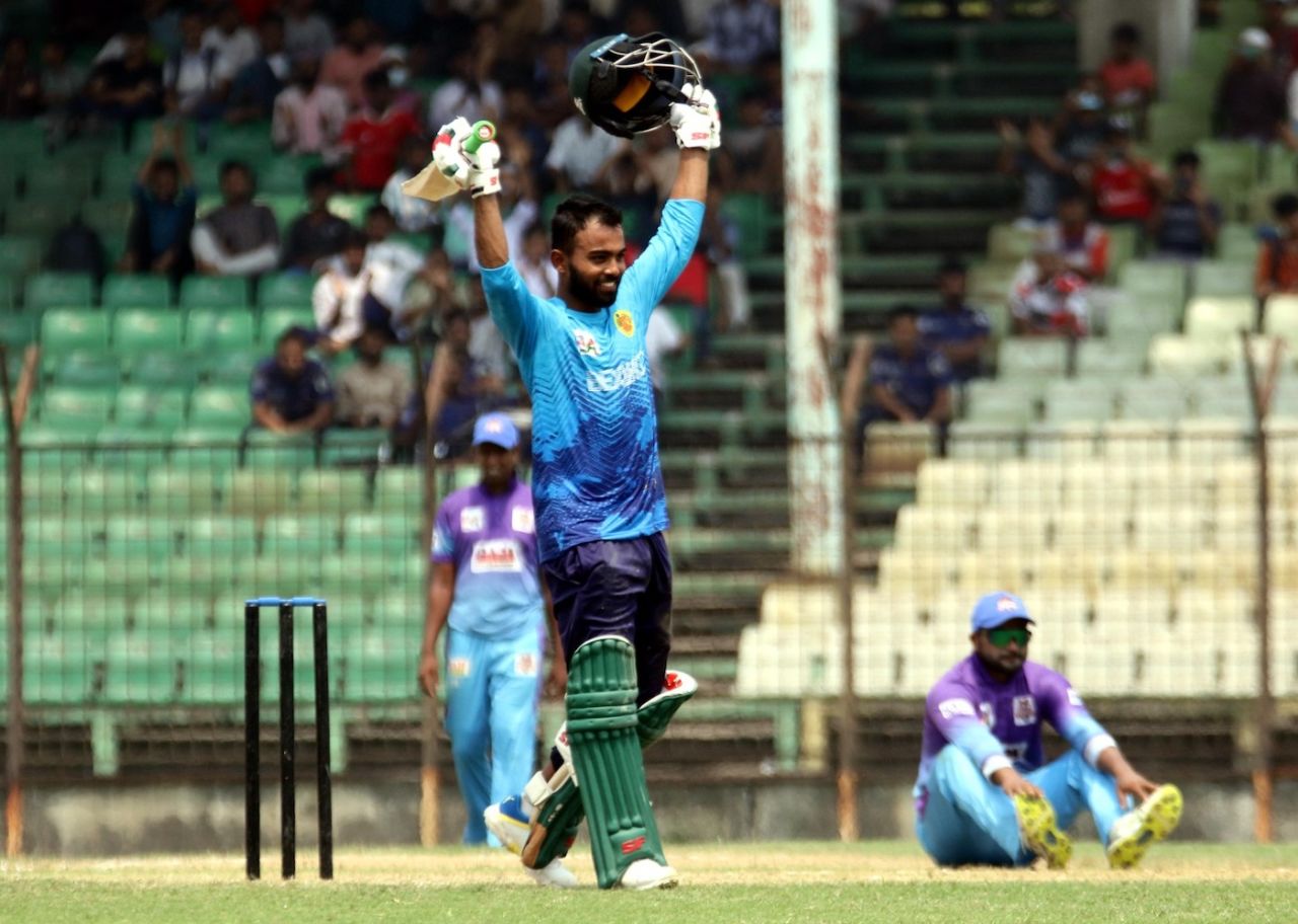 Towhid Hridoy made 125* off 84 balls with 11 fours and six sixes, DPL, Abahani Limited vs Rupganj Tigers Cricket Club, Fatullah, March 27, 2024