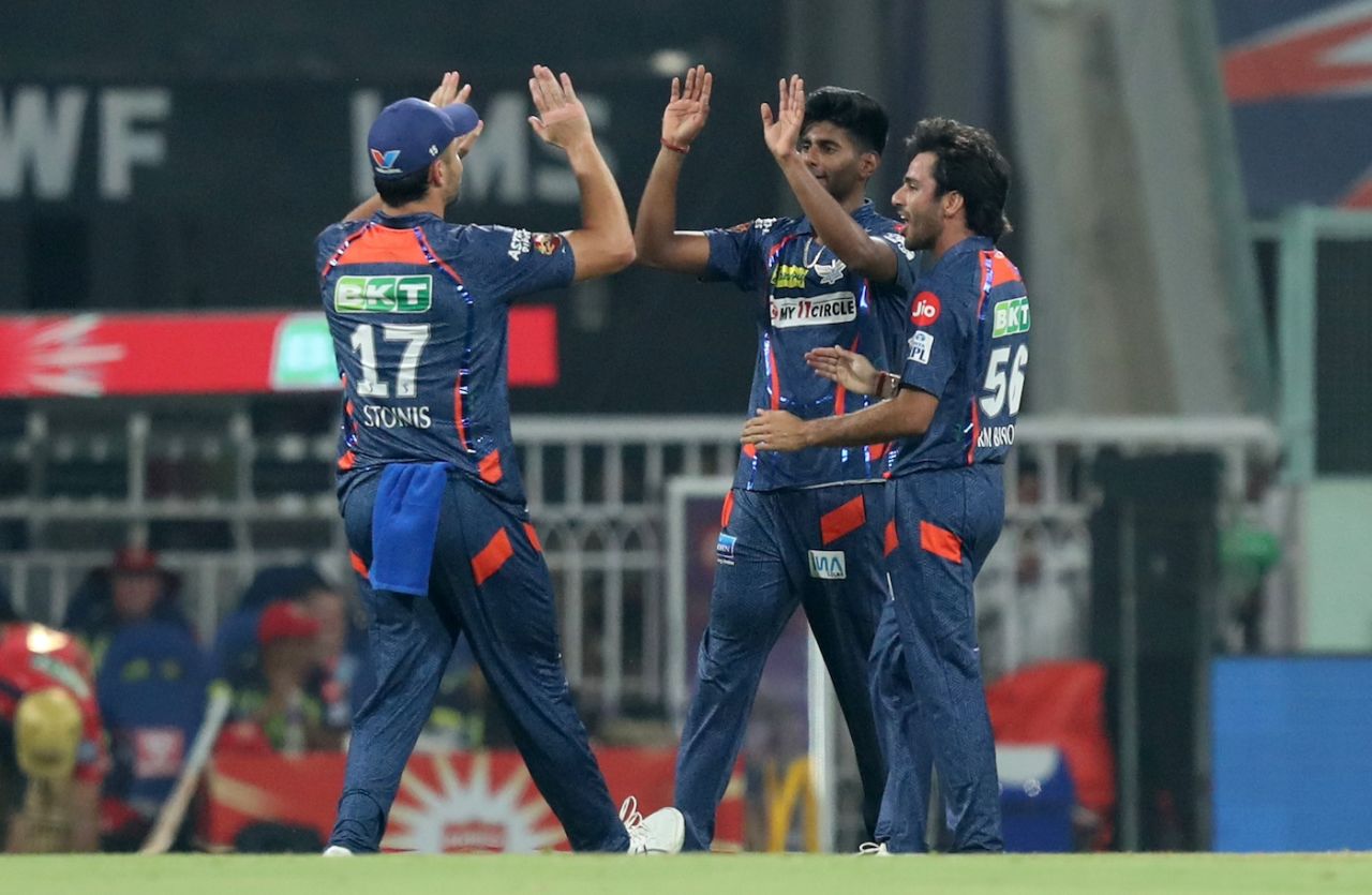Mayank Yadav celebrates a wicket, Lucknow Super Giants vs Punjab Kings, IPL 2024, Lucknow, March 30, 2024