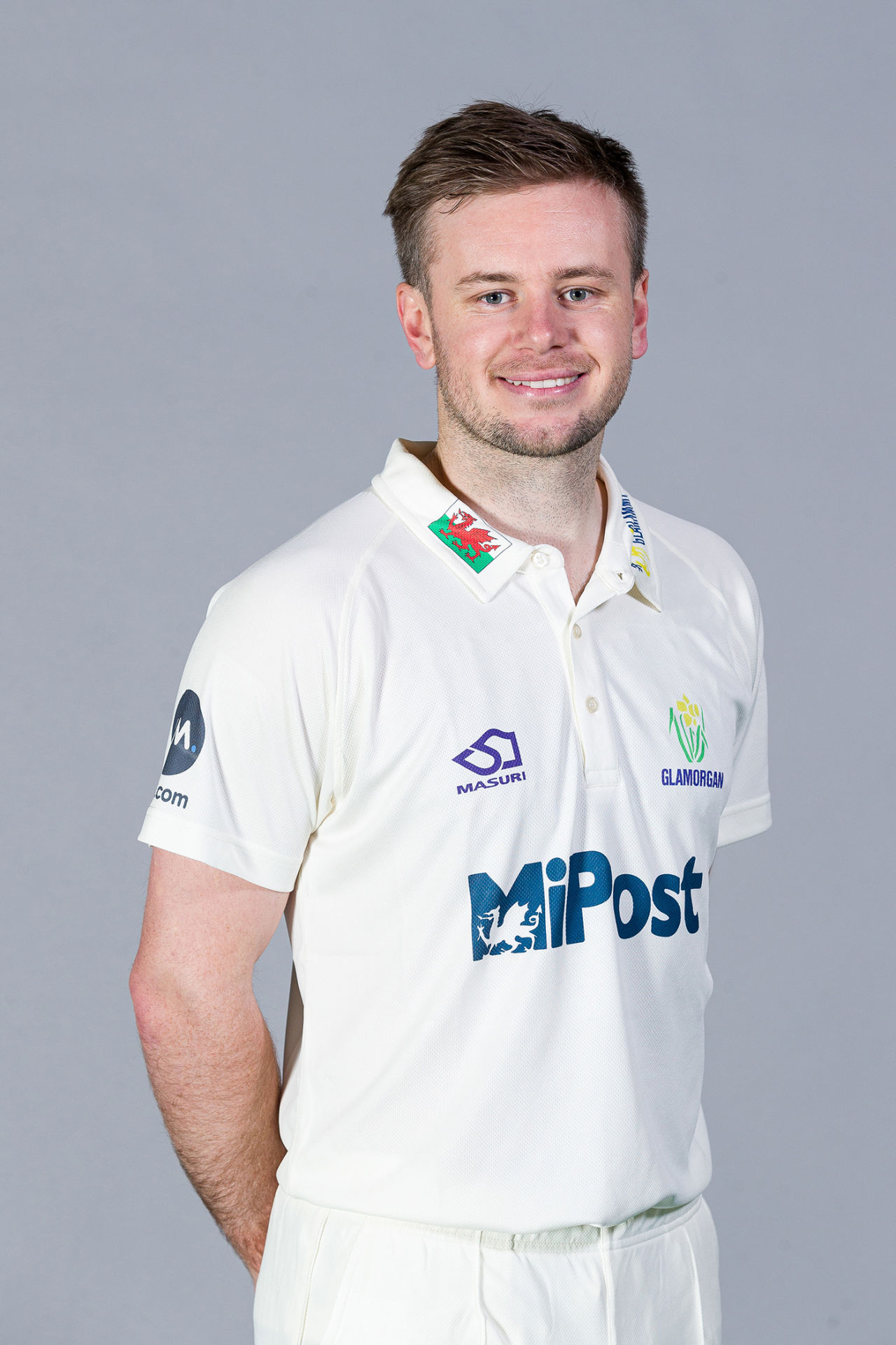 Mason Crane poses for a head shot at Glamorgan's pre-season media day, Cardiff, March 18, 2024