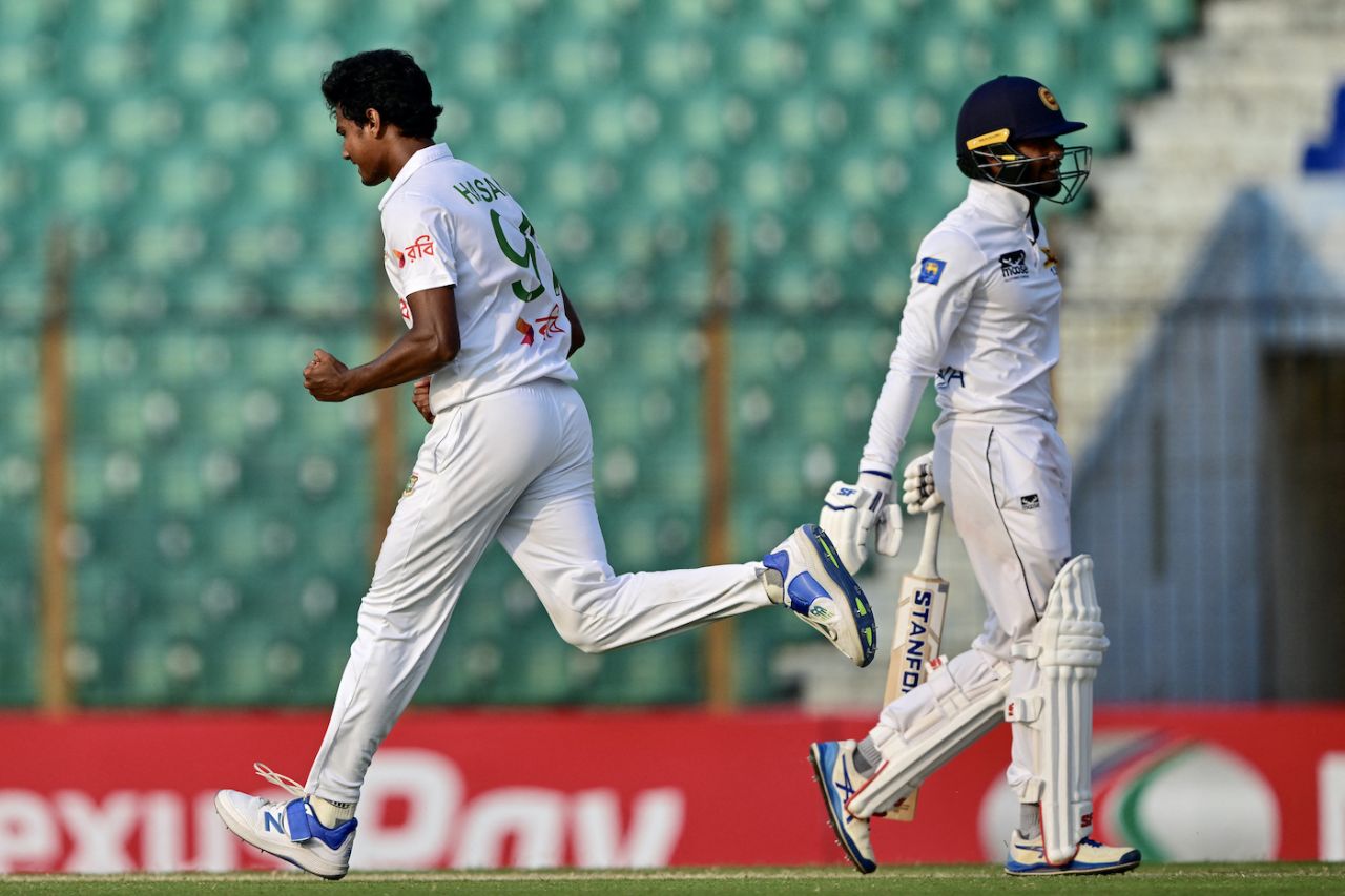 Hasan Mahmud nicked off Dhananjaya de Silva for 1, Bangladesh vs Sri Lanka, 2nd Test, Chattogram, 3rd day, April 01, 2024