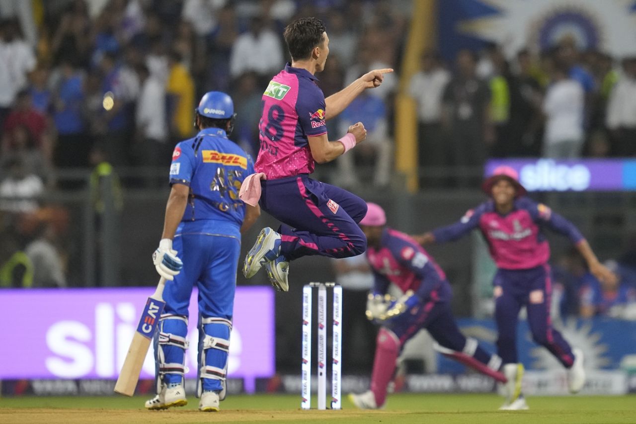 First-over Boult was at it again as he removed Rohit Sharma and Naman Dhir in the first over, Mumbai Indians vs Rajasthan Royals, IPL 2024, Mumbai, April 1, 2024