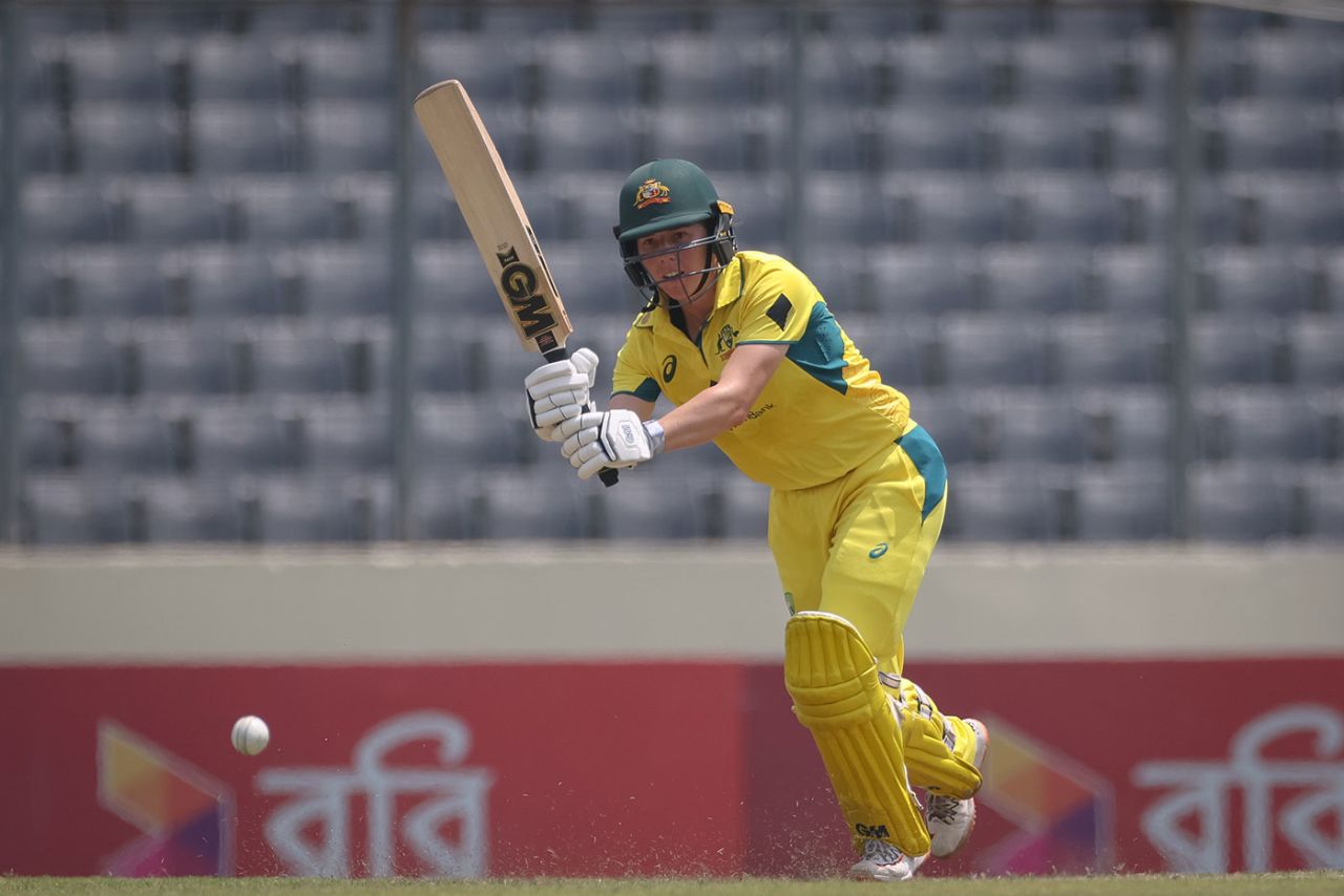 Georgia Wareham hit 57 off 30 balls after being promoted to No. 3, Bangladesh vs Australia, 2nd T20I, Mirpur, April 2, 2024