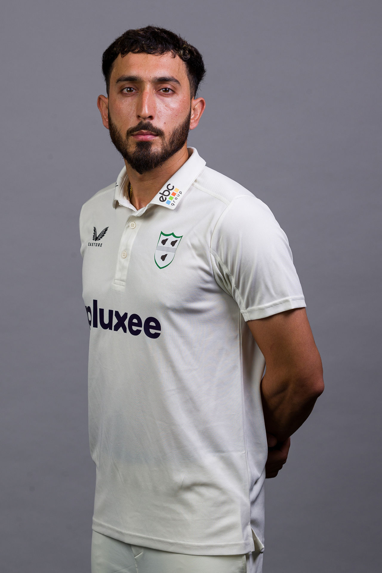 Kashif Ali poses at Worcestershire's pre-season media day, New Road, April 3, 3024
