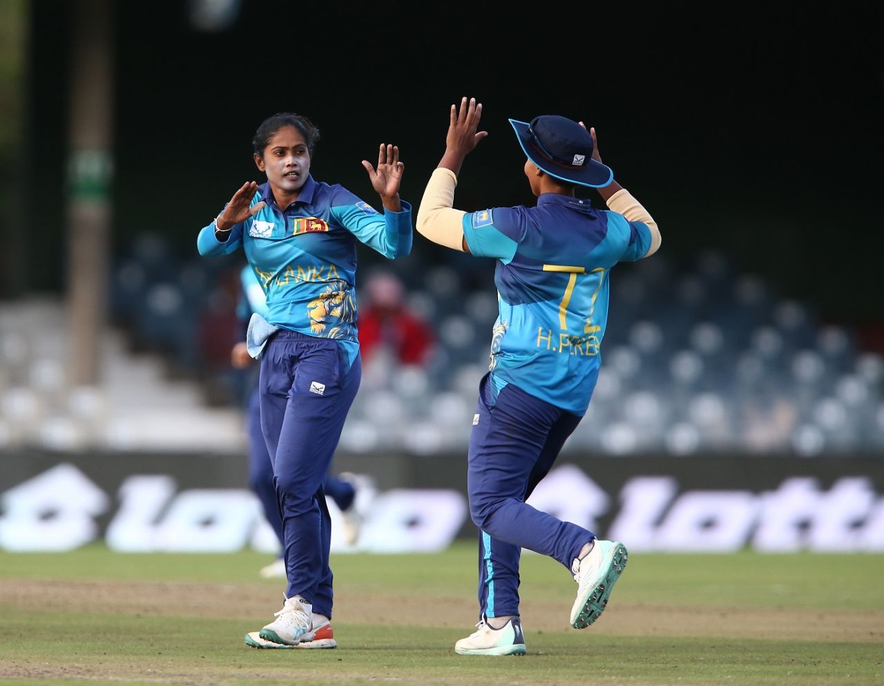 Sugandika Kumari celebrates a wicket, South Africa vs Sri Lanka, 1st women's ODI, East London, April 09, 2024