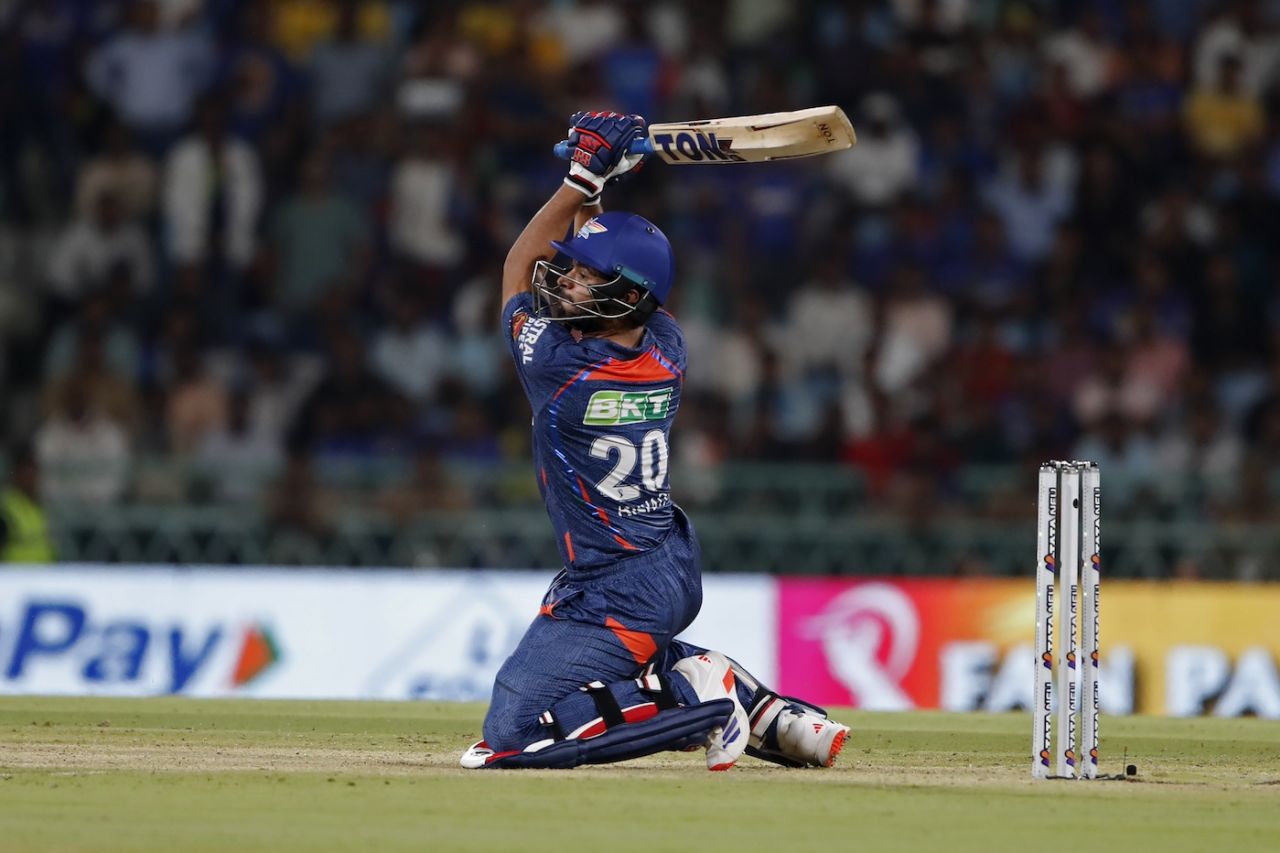 Arshad Khan played his part in adding 73 for the eighth wicket with Ayush Badoni, Lucknow Super Giants vs Delhi Capitals, IPL 2024, Lucknow, April 12, 2024