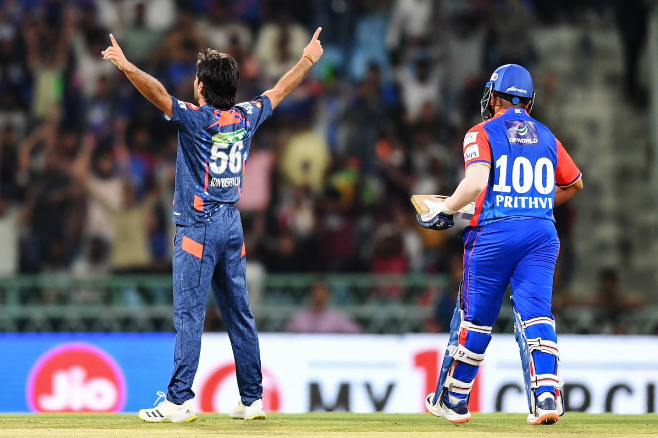Ravi Bishnoi took out his 'star' celebration after removing Prithvi Shaw, Lucknow Super Giants vs Delhi Capitals, IPL 2024, Lucknow, April 12, 2024