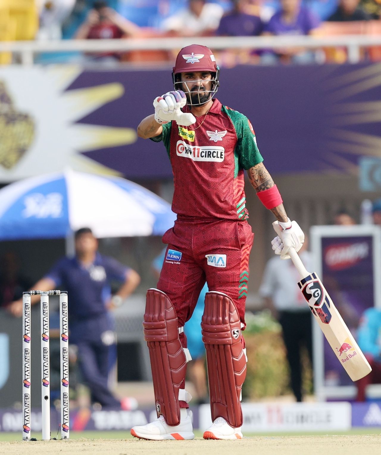 KL Rahul bats in LSG's new-look kit, Kolkata Knight Riders vs Lucknow Super Giants, IPL 2024, Kolkata, April 14, 2024