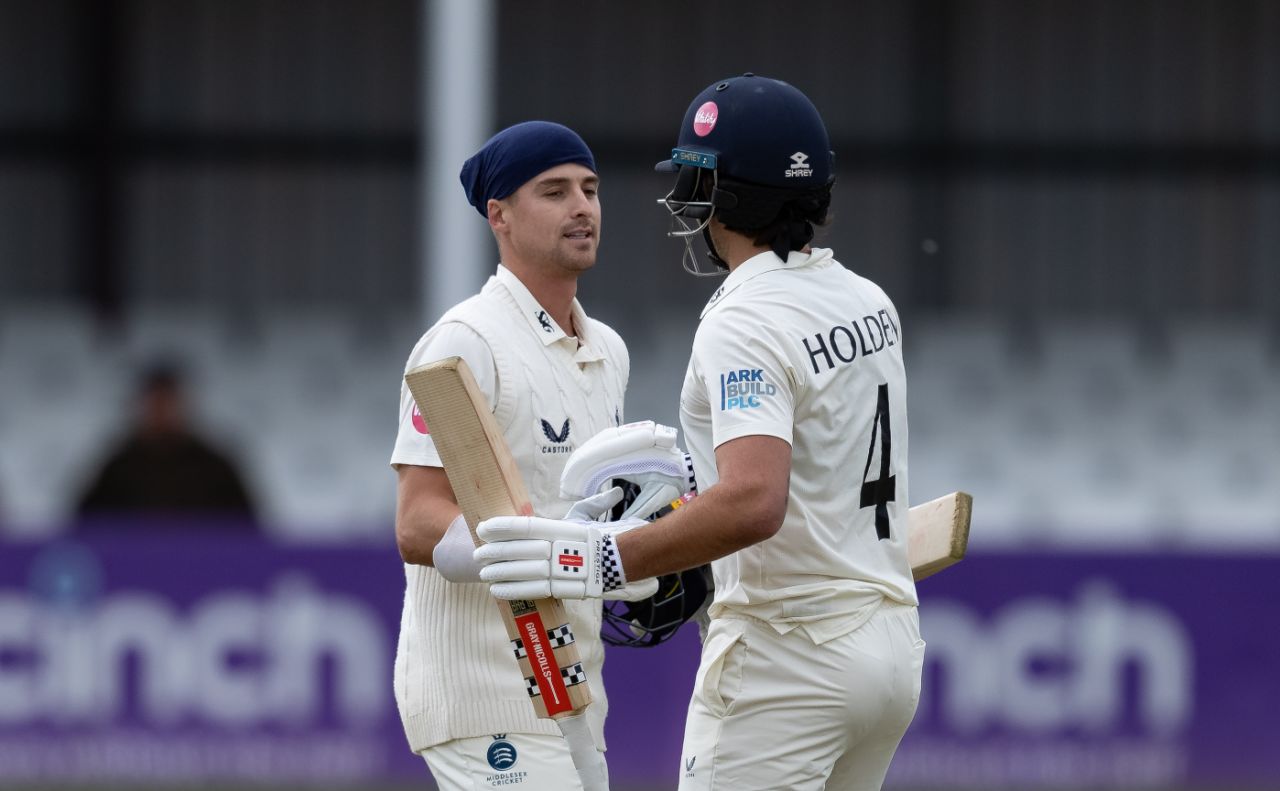 Leus du Plooy reached three figures for the first time for Middlesex, Northamptonshire vs Middlesex, County Championship, Division Two, Wantage Road, April 14, 2024