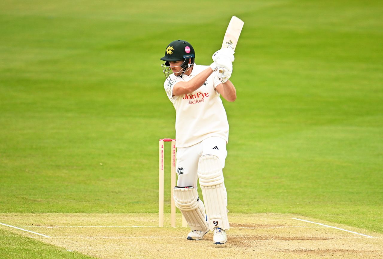 Joe Clarke punches into the off side, Somerset vs Nottinghamshire, Vitality County Championship, Division One, Taunton, April 21, 2024