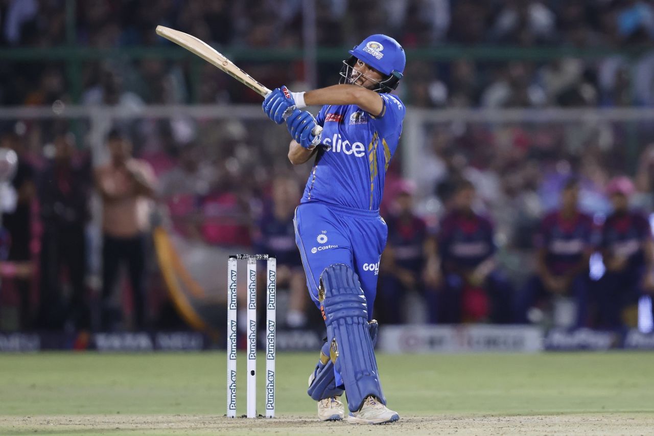 Nehal Wadhera hit a stunning 49 off just 24 balls in his first game this season, Rajasthan Royals vs Mumbai Indians, IPL 2024, Jaipur, April 22, 2024