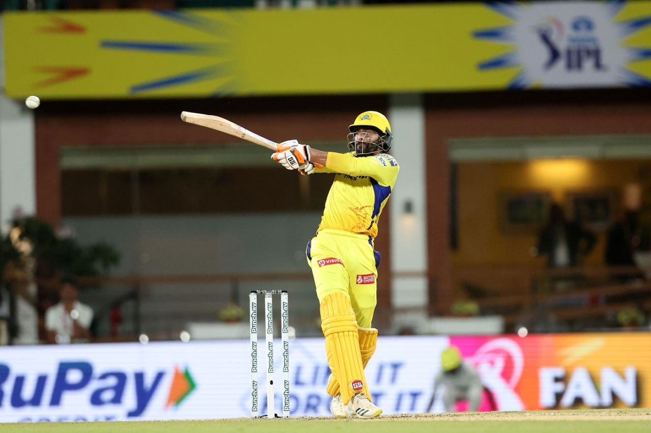 Ravindra Jadeja pulls away for four, Chennai Super Kings vs Lucknow Super Giants, IPL 2024, Chennai, April 23, 2024