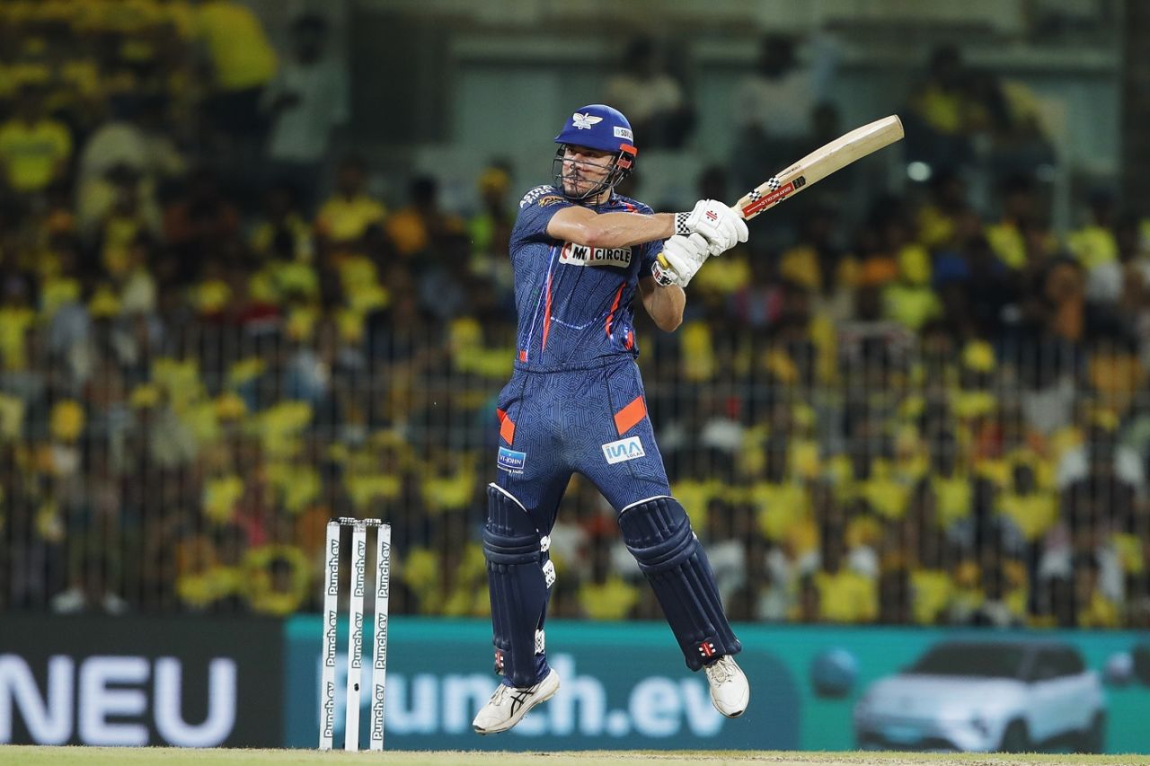 Marcus Stoinis cuts one away, Chennai Super Kings vs Lucknow Super Giants, IPL 2024, Chennai, April 23, 2024