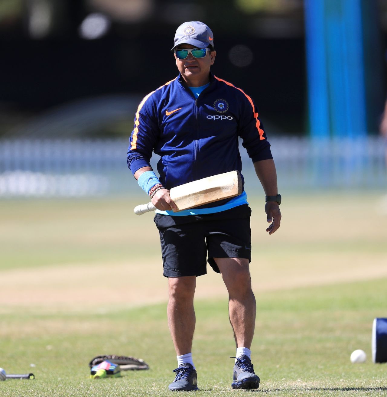 Abhay Sharma oversees a fielding session, Leicester, June 26, 2028