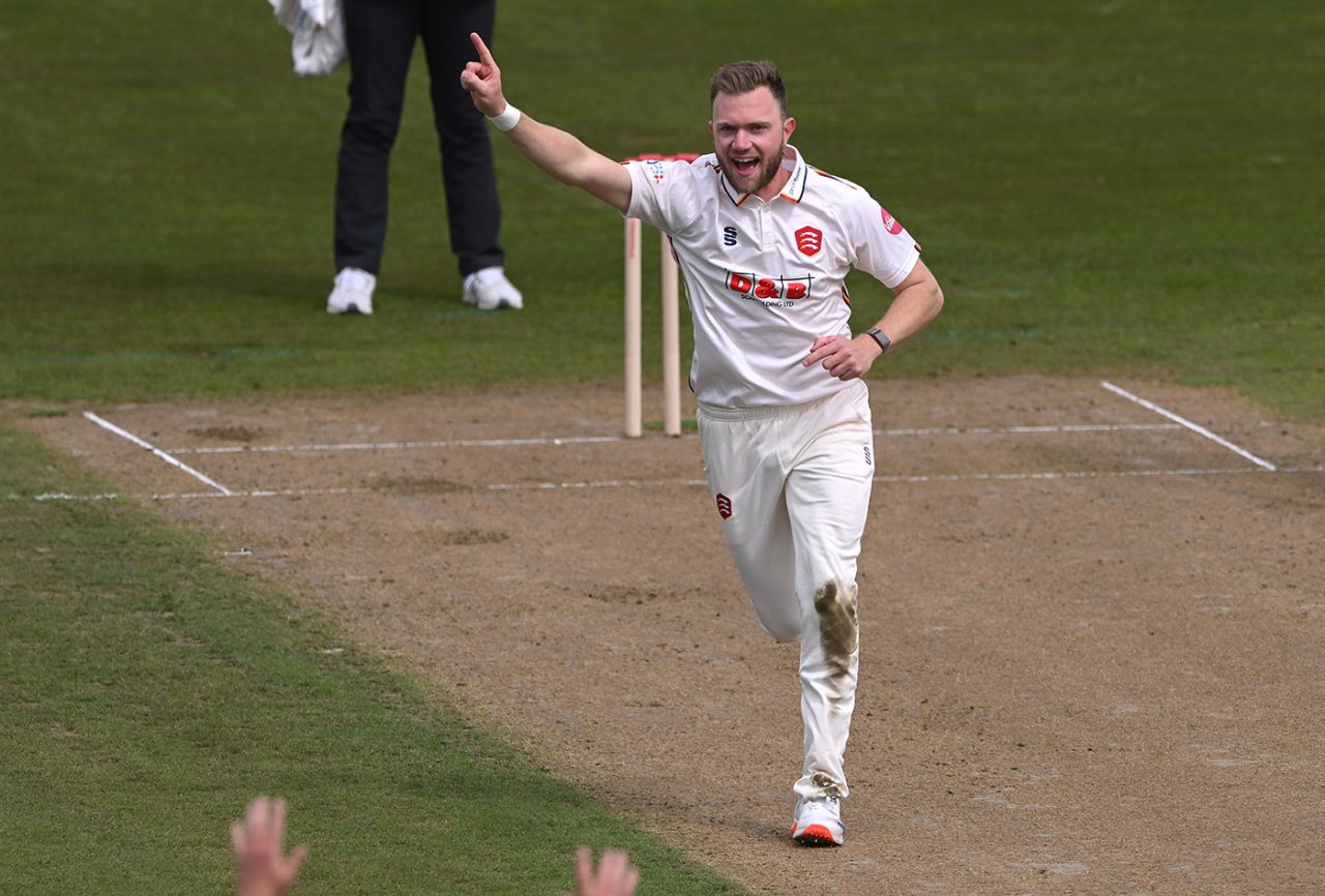 Sam Cook, standing in as Essex captain, struck with the new ball, Durham vs Essex, County Championship, Division One, Chester-le-Street, April 26, 2024