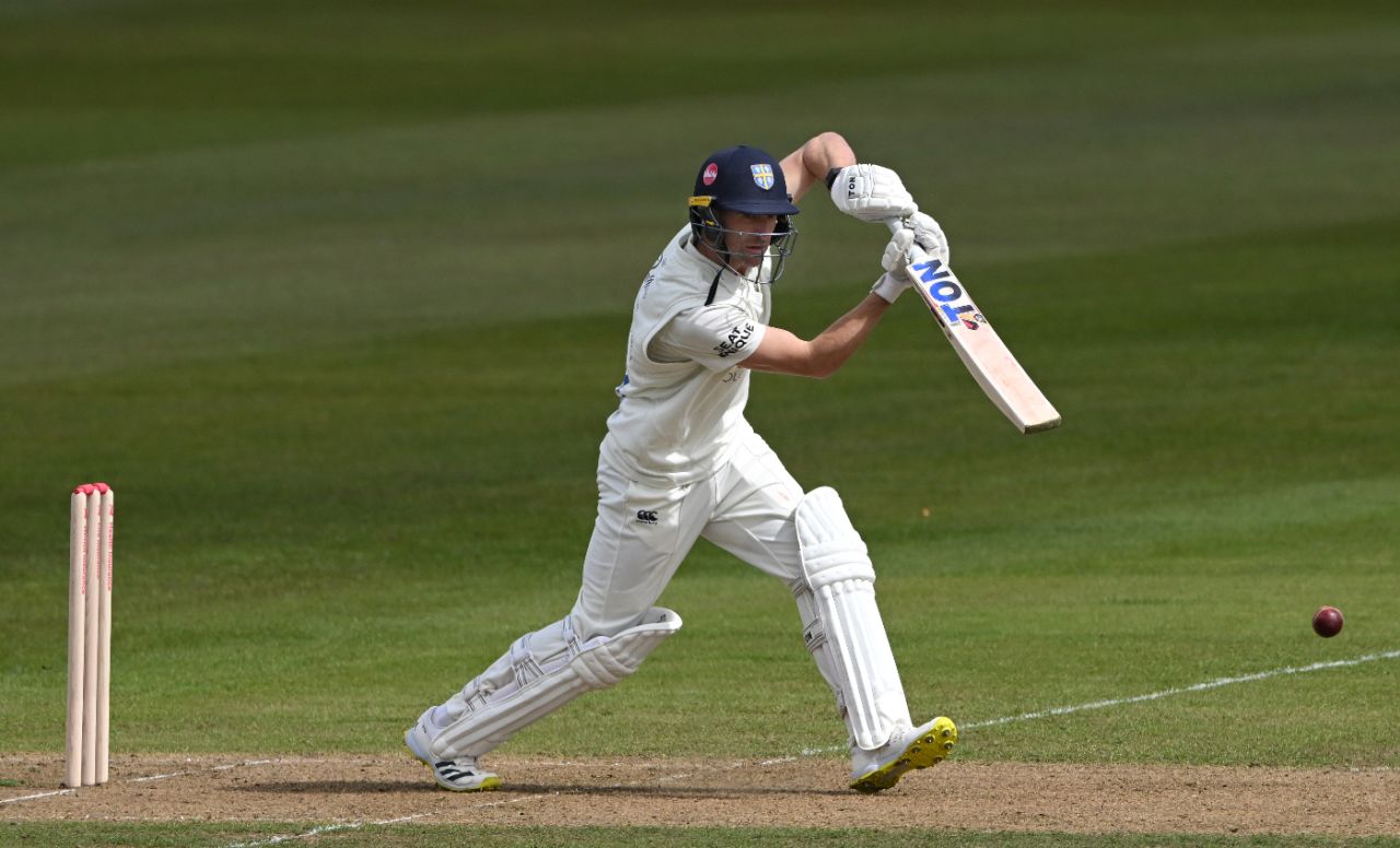 Colin Ackermann drives through the covers, Durham vs Essex, County Championship, Division One, Chester-le-Street, April 26, 2024