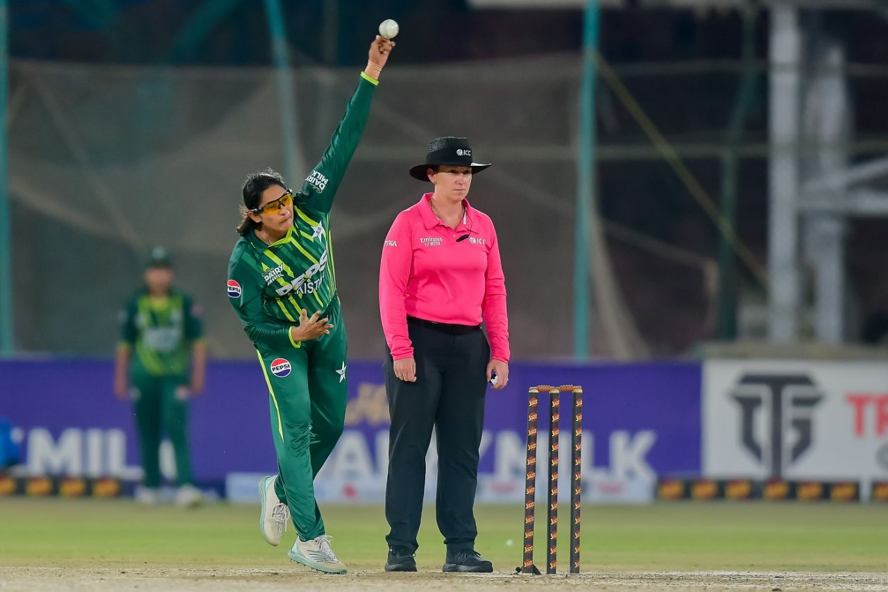 Sadia Iqbal dismissed Hayley Matthews in the first over of the match, Pakistan vs West Indies, 1st women's T20I, Karachi, April 26, 2024