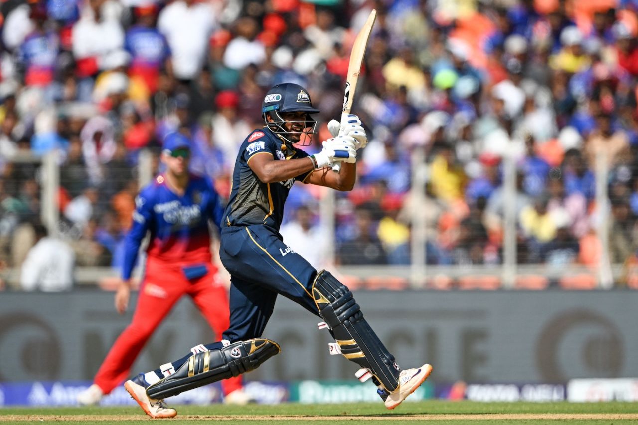 Sai Sudharsan kept Gujarat Titans steady at the start, Gujarat Titans vs Royal Challengers Bengaluru, IPL 2024, Ahmedabad, April 28, 2024