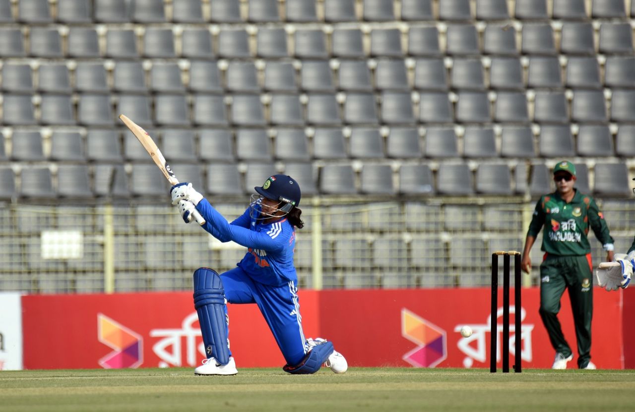 Yastika Bhatia top scored for India with 36, Bangladesh vs India, 1st women's T20I. Sylhet, April 28, 2024