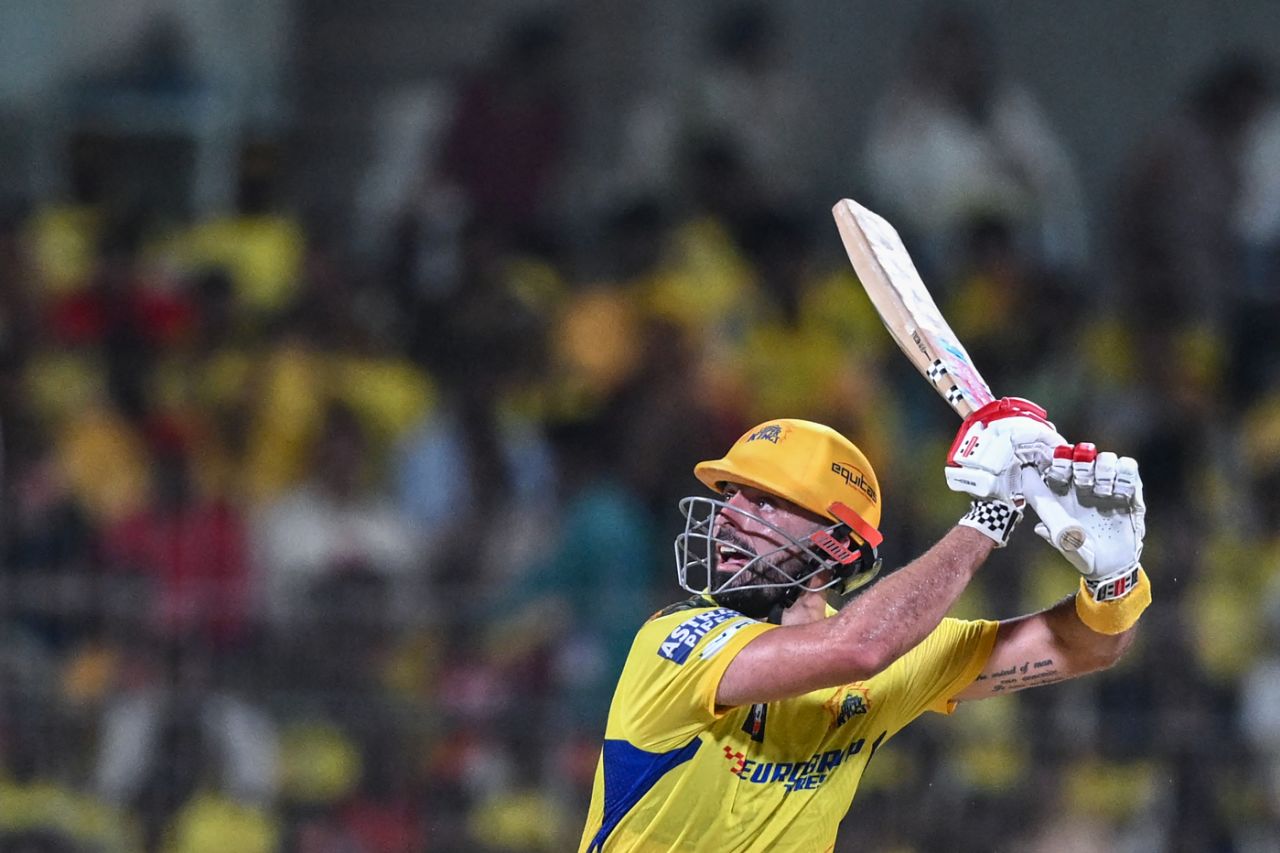 Daryl Mitchell produced a slightly laboured 52 off 32, Chennai Super Kings vs Sunrisers Hyderabad, IPL 2024, Chennai, April 28, 2024
