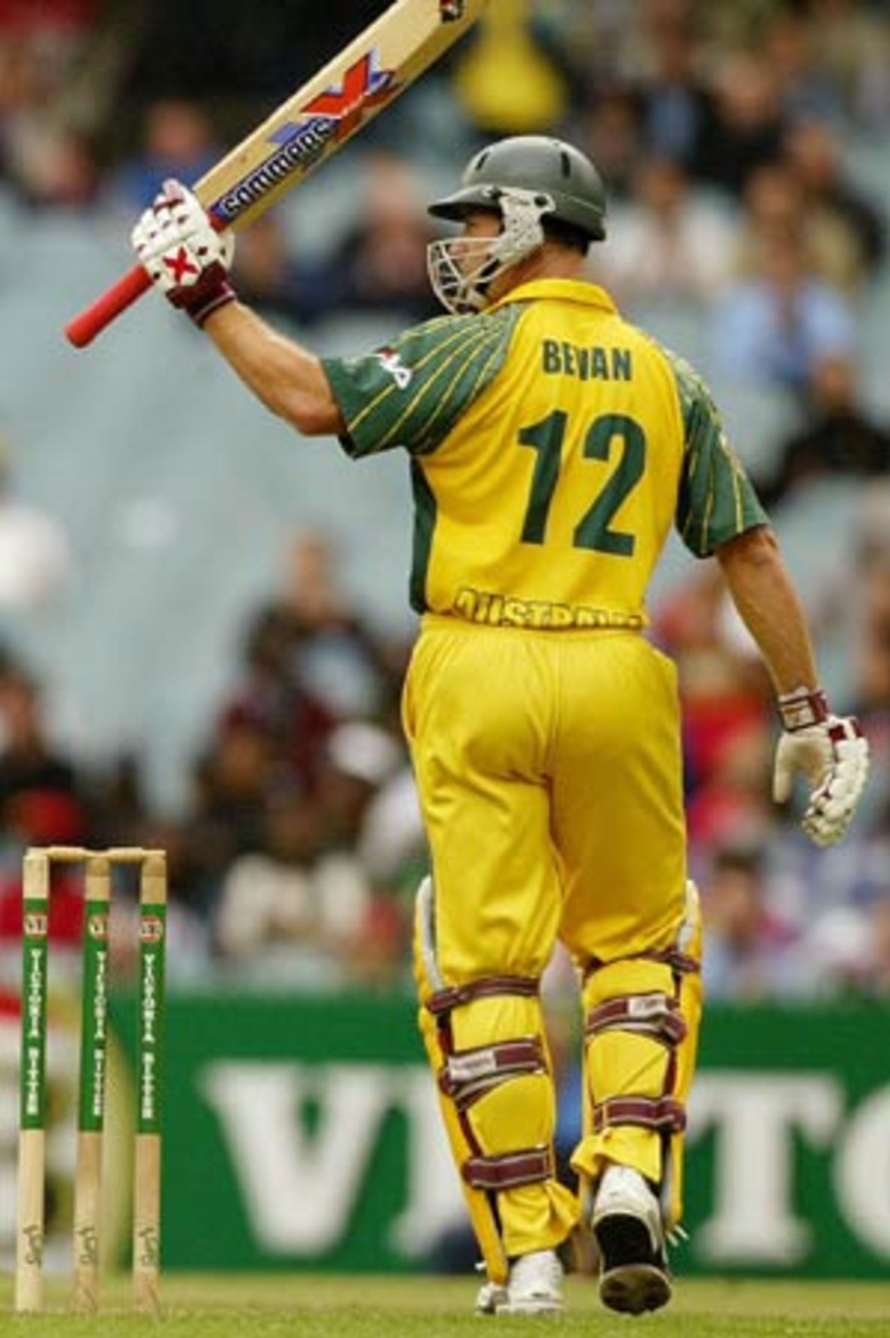 Amidst all the wickets Michael Bevan stayed calm and reached 50, Australia v Zimbabwe, 10th ODI, VB Series, Melbourne, January 29, 2004