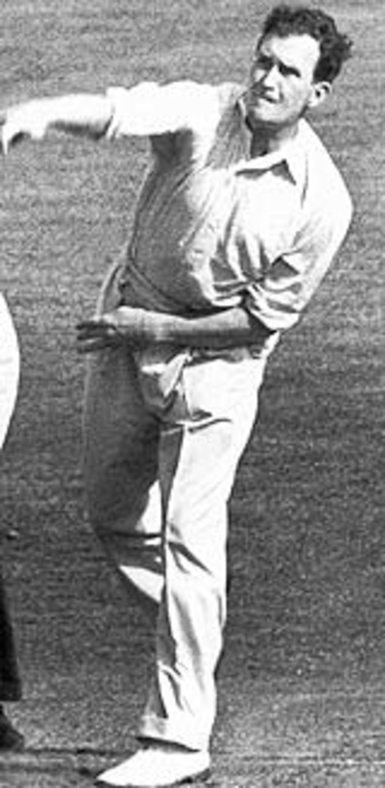 Jim Laker in action, Surrey v Australia, May 1, 1956