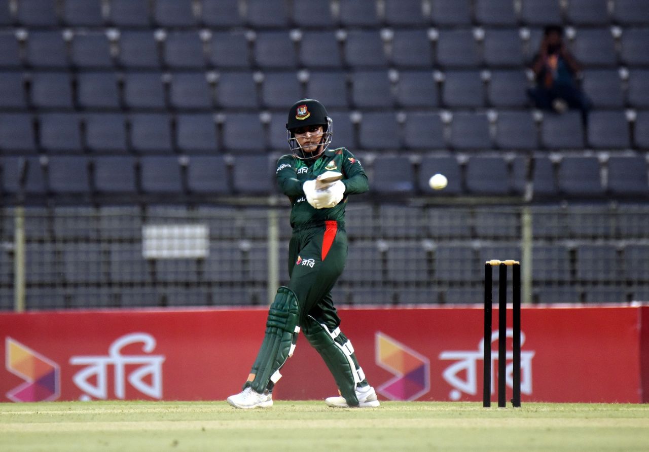 Nigar Sultana scored 51 off 48 but did not get support from the other end, Bangladesh vs India, 1st women's T20I. Sylhet, April 28, 2024