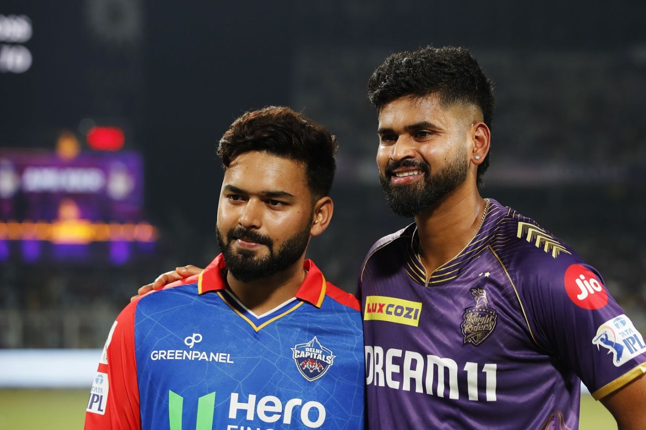 Rishabh Pant and Shreyas Iyer pose before the toss, Kolkata Knight Riders vs Delhi Capitals, IPL 2024, Kolkata, April 29, 2024