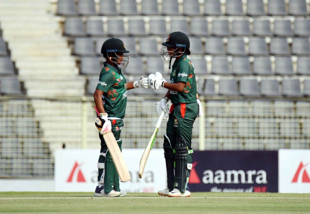 Dilara Akter and Murshida Khatun opened the innings for Bangladesh, Bangladesh vs India, 2nd women's T20I, Sylhet, April 30, 2024