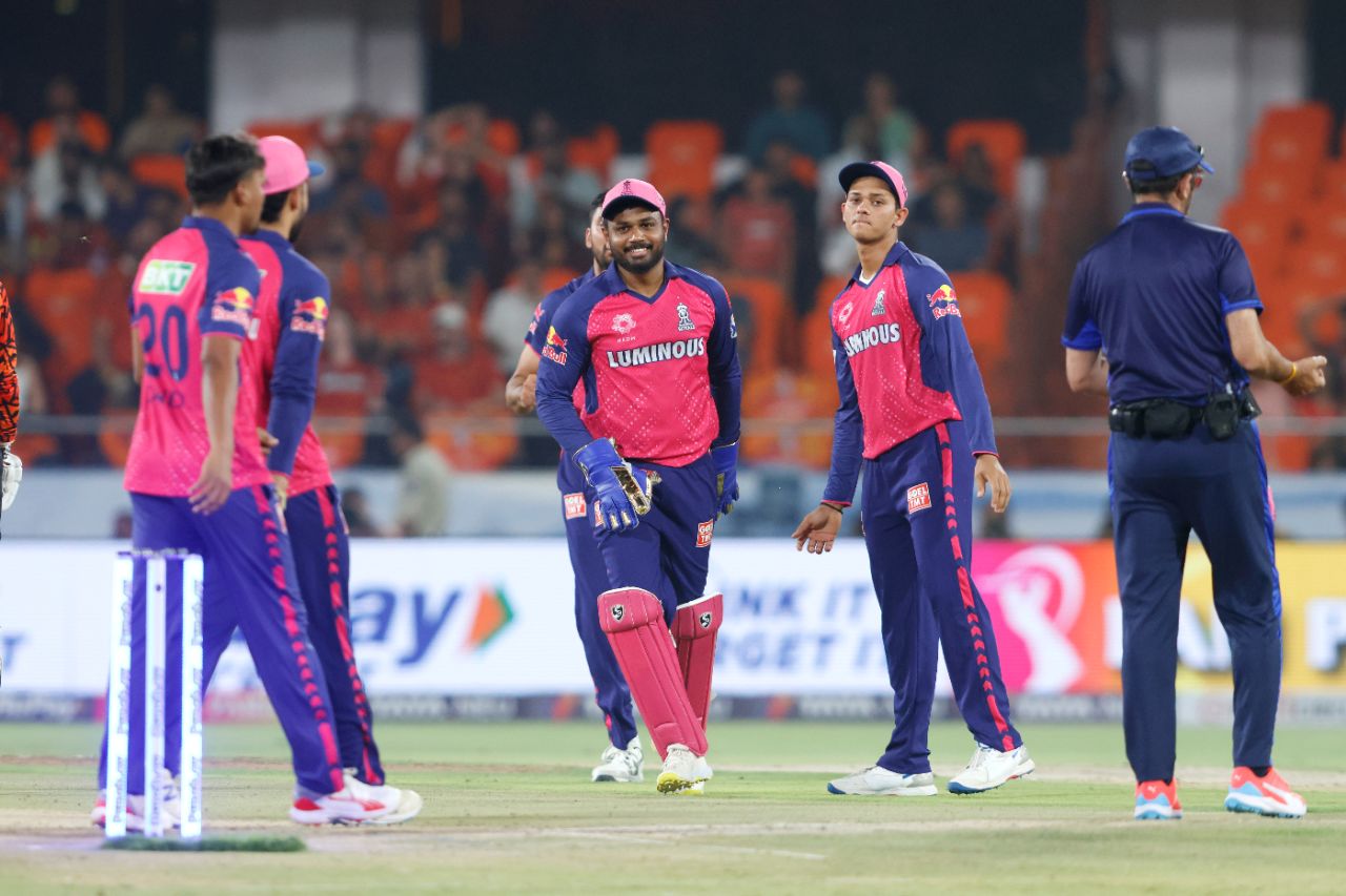 Rajasthan Royals get together after snagging Anmolpreet Singh, Sunrisers Hyderabad vs Rajasthan Royals, IPL 2024, Hyderabad, May 2, 2024
