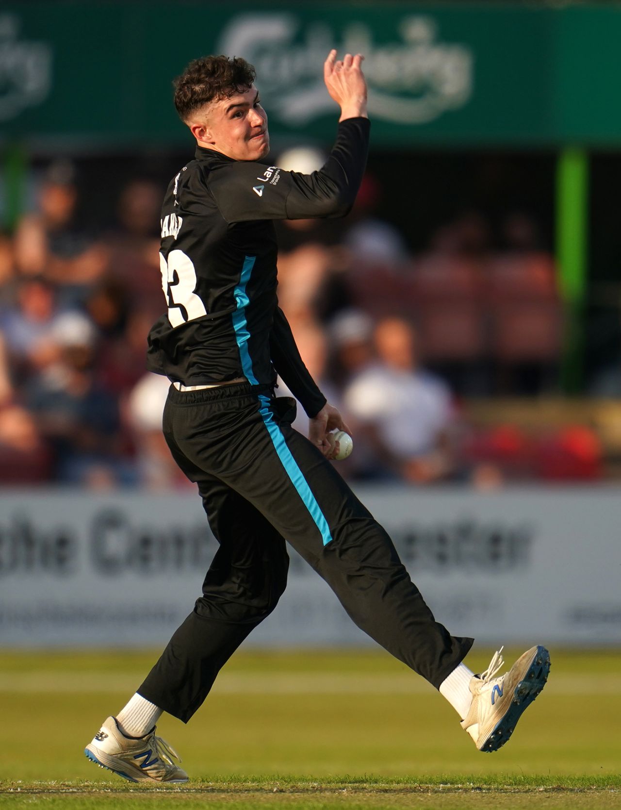 Josh Baker in his delivery stride, Leicestershire vs Worcestershire, June 17, 2022