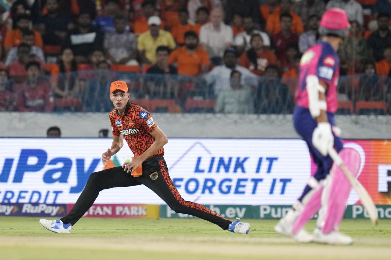 Marco Jansen was back in the Sunrisers XI in place of Aiden Markkram, Sunrisers Hyderabad vs Rajasthan Royals, IPL 2024, Hyderabad, May 2, 2024