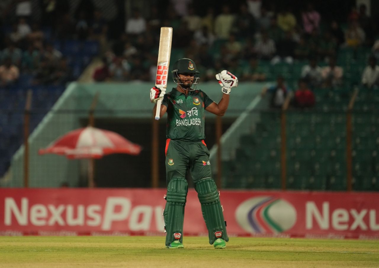 Tanzid Hasan celebrates his half-century, Bangladesh vs Zimbabwe, 1st T20I, Chattogram, May 3, 2024