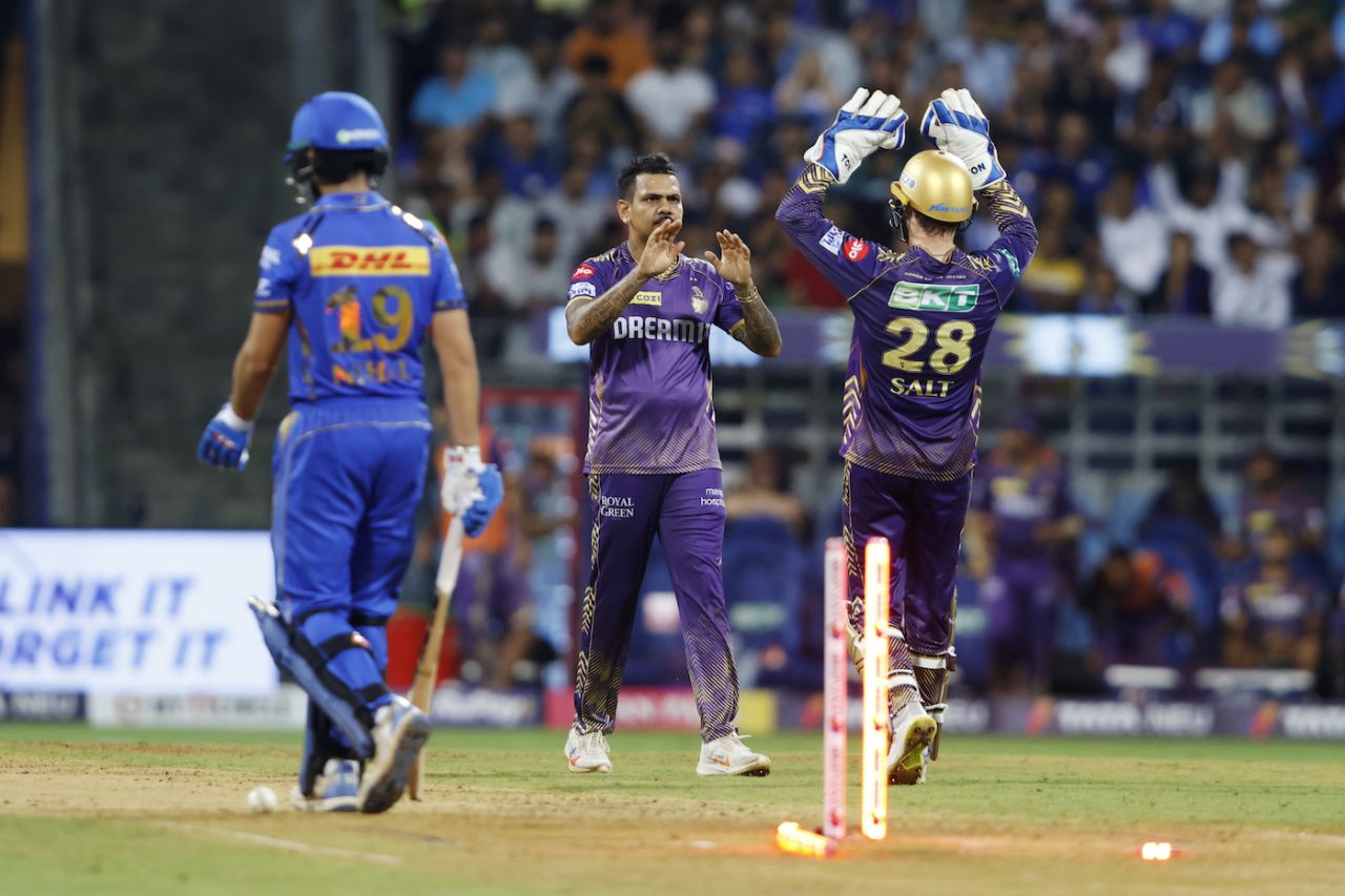 Sunil Narine's second ended Nehal Wadhera's stay, Mumbai Indians vs Kolkata Knight Riders, IPL 2024, Mumbai, May 3, 2024