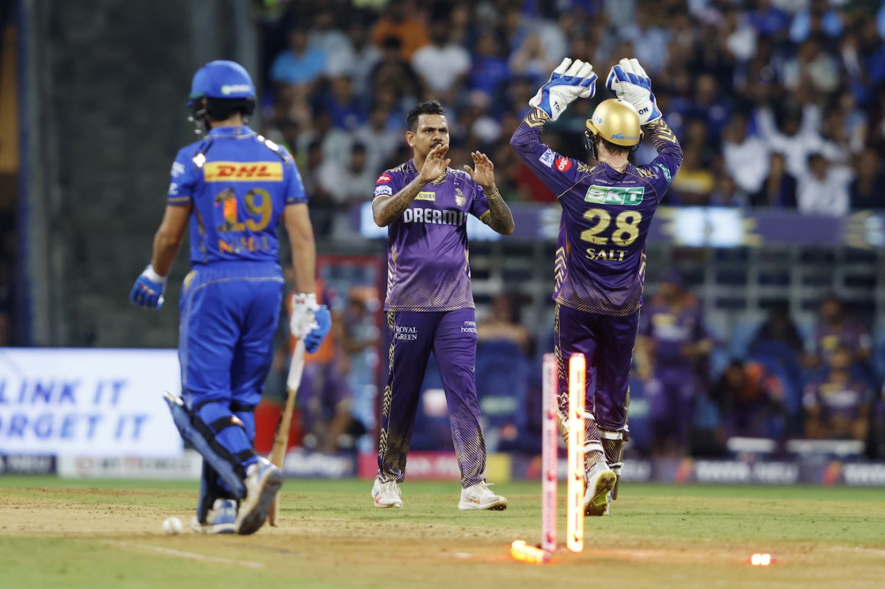 Sunil Narine's second ended Nehal Wadhera's stay, Mumbai Indians vs Kolkata Knight Riders, IPL 2024, Mumbai, May 3, 2024 