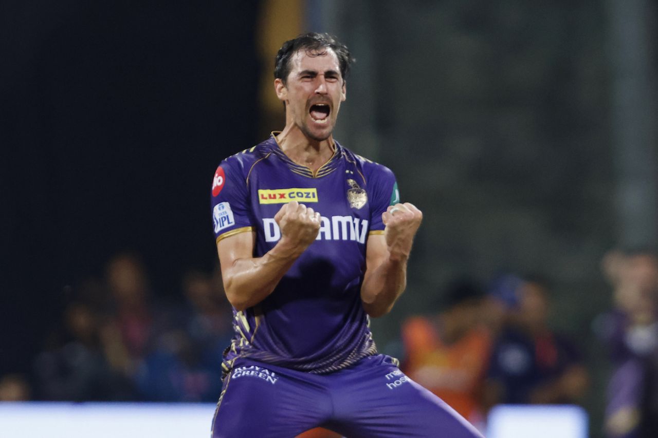 That's the game, and that's a four-for for Mitchell Starc, Mumbai Indians vs Kolkata Knight Riders, IPL 2024, Mumbai, May 3, 2024
