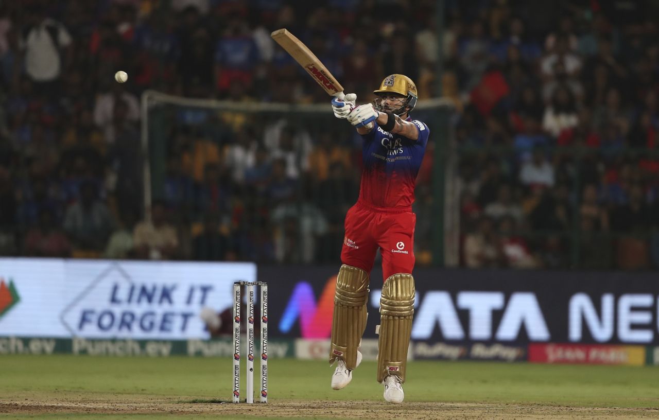 Virat Kohli swats the ball into the off side, Royal Challengers Bengaluru vs Gujarat Titans, IPL 2024, Bengaluru, May 4, 2024