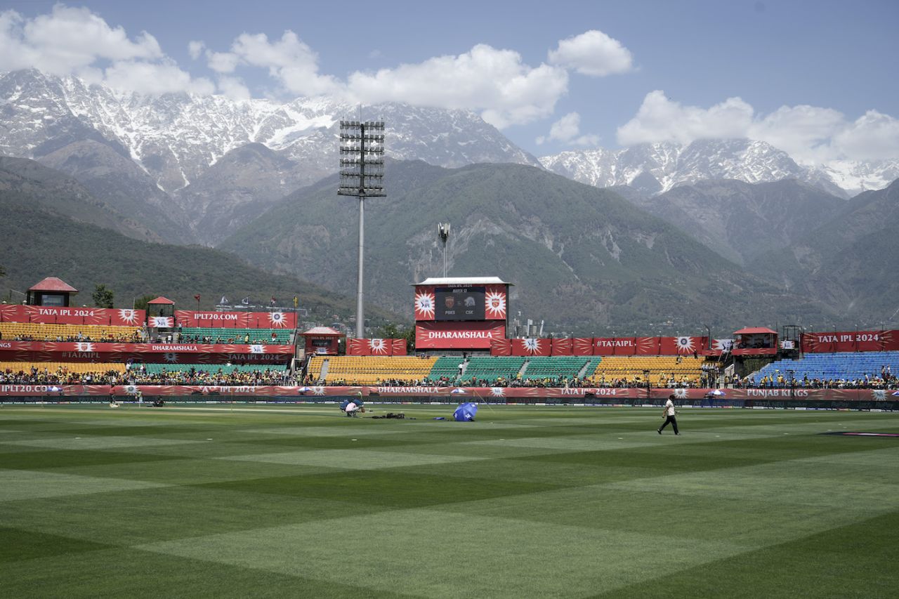 Dharamsala's HPCA stadium was pristine as ever ahead of hosting its first game in IPL 2024, Punjab Kings vs Chennai Super Kings, IPL 2024, Dharamsala, May 5, 2024