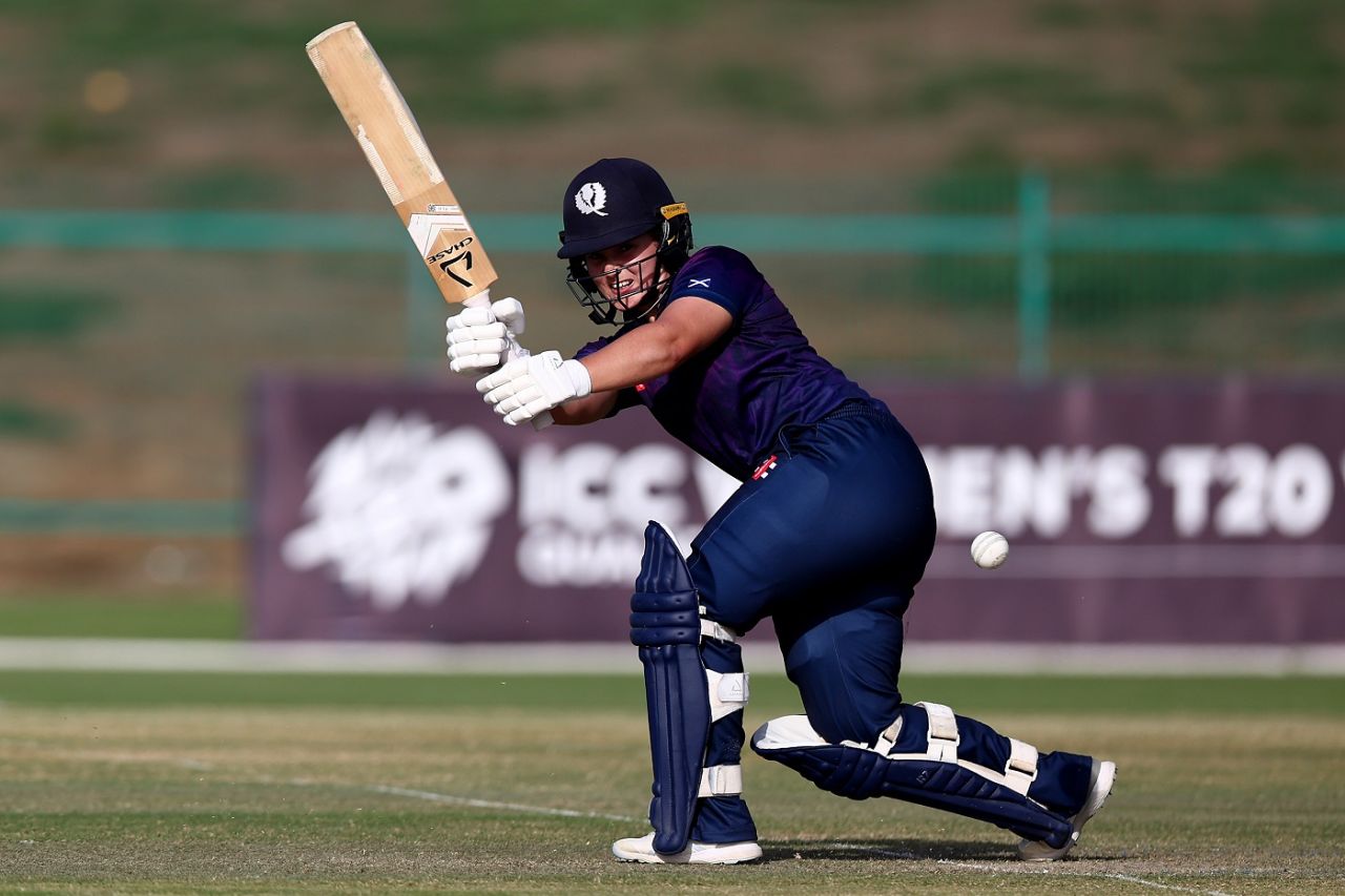 Megan McColl scored 50 off 47 opening the batting, Ireland vs Scotland, Women's T20 World Cup Qualifier, 1st semi-final, Abu Dhabi, May 5, 2024