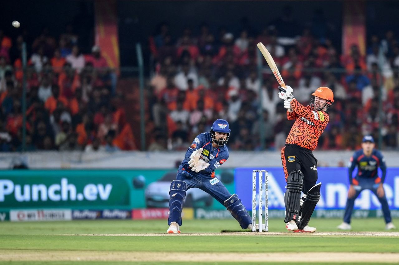 Travis Head started in his usual aggressive manner, Sunrisers Hyderabad vs Lucknow Super Giants, IPL 2024, Hyderabad, May 8, 2024
